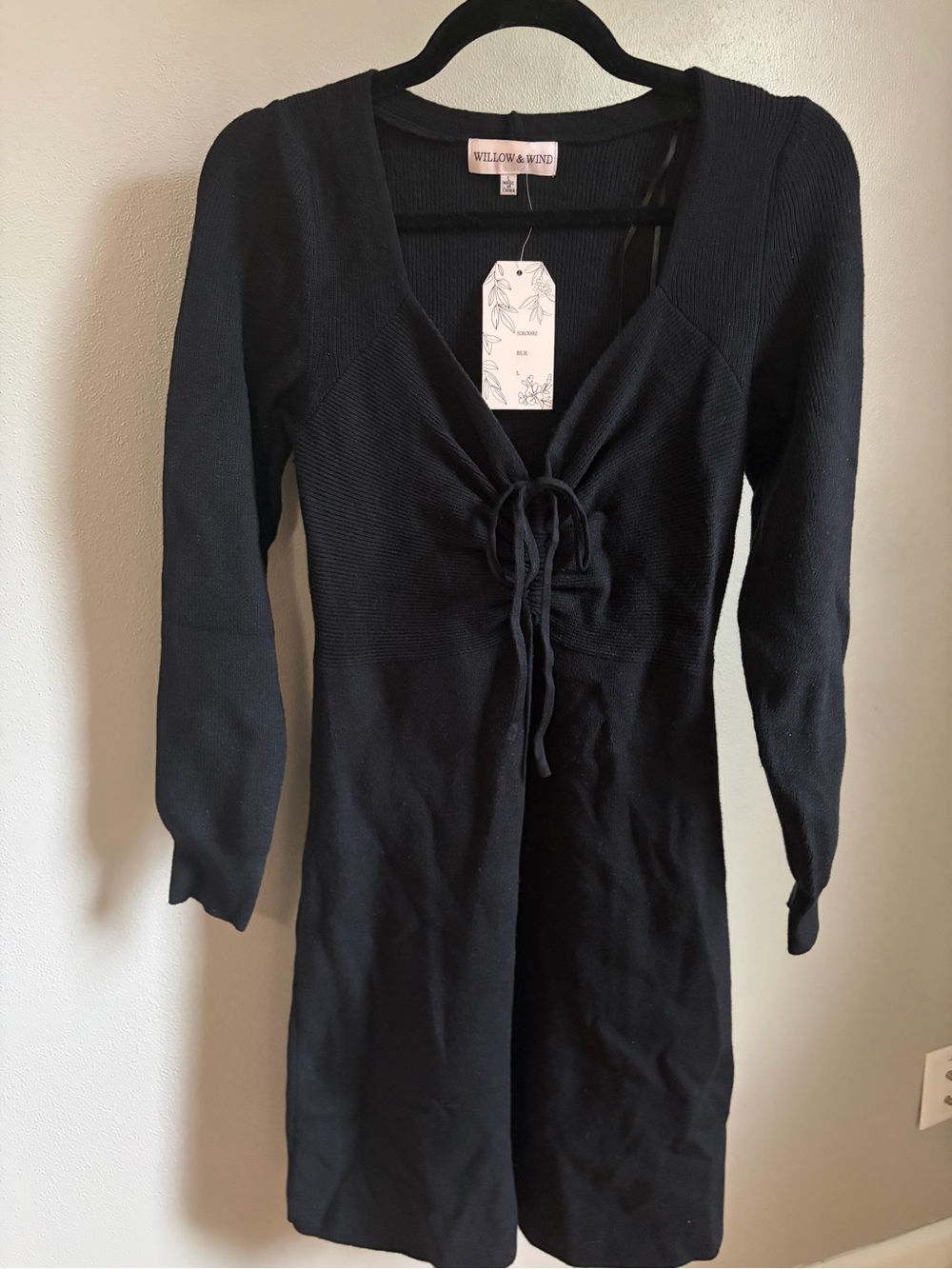 Willow & Wind Black Lace-Up Midi Dress